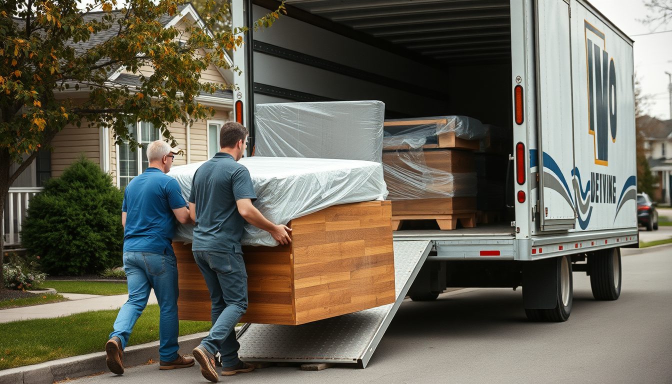Edmonton Reliable Moving - moving truck and wrapped furniture in Strathcona