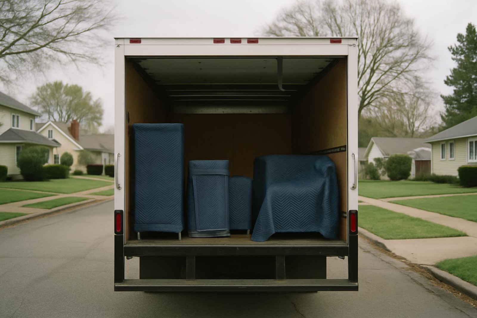 Edmonton Reliable Moving - moving truck and wrapped furniture in Strathcona